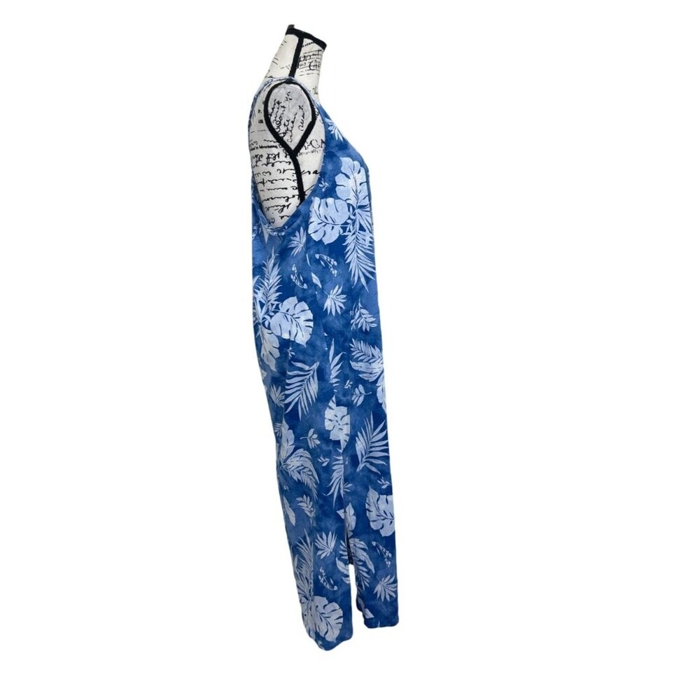 Ralph Lauren Black Label Maxi Dress Blue & White Floral Sleeveless Tropical - Picture 5 of 10